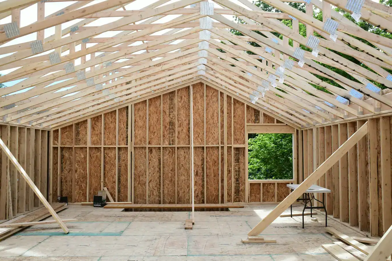 wnętrze domu szkieletowego